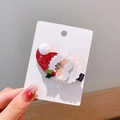 Graziosa molletta per capelli Babbo Natale in tessuto glitterato rosso e verde - Bambola di Babbo Natale 3D