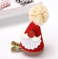 Simpatica molletta natalizia con cappello da Babbo Natale rosso e barba dorata - Fermaglio per capelli Babbo Natale