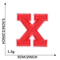 Red embroidered letter X patch for clothing with white edges, 5.5cm height size - Letter X / Red