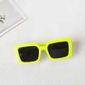Vibrant neon yellow rectangular children's sunglasses with dark lenses in retro style - Neon Yellow