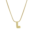 18k gold plated brass necklace featuring a sparkling crystal pave initial L pendant - Necklace L / Gold