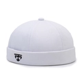 Gorro miki blanco de algodón con bordado negro y diseño de ala ancha doblada - Ajustable / Blanco