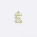 Golden micro-paved letter E pendant with clear zircon stones for DIY jewelry making - Letter E / Gold