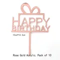 Rose gold Happy Birthday acrylic cake toppers, 10x14.5cm elegant dessert decor, 10 pack - Bow Happy Birthday Style (Rose Gold) / 10 Pcs