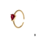Beaded gold ring with pear-shaped red zircon, adjustable minimalist jewelry for women - Red Corundum Pear / Adjustable Open
