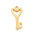 Poliertes Gold-Herz-Schlüsselanhänger aus Edelstahl mit Spiralstruktur-Design - Stil A Hohles Herz Schlüssel (KLJ4415-Z) / Gold