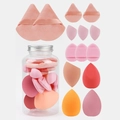 14-piece makeup sponge set in pink and peach tones with a transparent storage jar - Orange Series