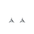 Classic S925 sterling silver triangle stud earrings with shimmering clear cubic zirconia - 925 Silver / Silver