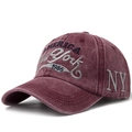 Vintage washed burgundy cotton baseball cap with New York 1985 embroidery details - Adjustable / Burgundy
