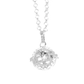 Détail du pendentif ajouré argenté ouvrable avec le symbole sacré Om pour la méditation - Blanc