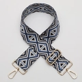 Tracolla etnica 5cm larga con motivi geometrici blu e ganci metallici dorati - No. 714 Gancio Dorato