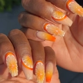 3D fruit orange press-on nails with gradient design and realistic water droplets - 3D Fruit Orange Style (JP3560)