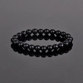 Minimalist 8mm matte black volcanic stone beaded bracelet with sleek elastic strand - Matte Black Bead