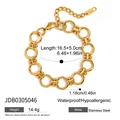 Gedetailleerd overzicht van 18K vergulde roestvrijstalen maanarmband met specificaties - Gouden Ronde Schakelketting Armband (JDB0305046)