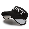 Breathable black knit sun visor hat with white SPORT lettering for outdoor sports - Black