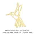 Detail showing a 27x39.5mm gold plated stainless steel hollow hummingbird pendant charms - Hummingbird Small-Gold (LA743)
