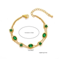Double-layered 18K gold plated stainless steel bracelet with green floral and star charms - Double Layer Star Green Zircon
