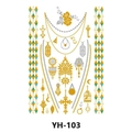 Bohemian gold and silver metallic temporary tattoo set with feather and cross designs - Boho Gold Silver Blue Decorative Pendant (YH-103)