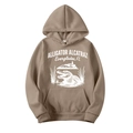 Khaki long sleeve hoodie with Alligator Alcatraz print in soft knitted fabric - Camel