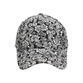 Détail de la casquette de baseball montrant le motif floral paisley noir et blanc - Imprimé Intégral Paisley Noir et Blanc (Style 1)