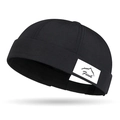 Bonnet docker noir en tissu à séchage rapide avec écusson montagne pour un style minimaliste - Noir