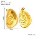 Detailed specs of 18k gold plated oval earrings showing 33x20mm size and 11g weight - Gold Spiral Pattern (SE018G)