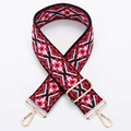 Ethnic red and black woven canvas shoulder strap with gold metal lobster clasps - Style 194 - Gold Hardware