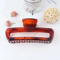 Translucent amber leopard print square hair claw clip in a glossy tortoiseshell finish - Coffee Stripes