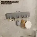 Modern gunmetal grey 5-hook wall rack for home organization measuring 24.6cm in length - Grey 5-Hook Regular