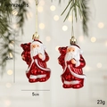 Santa Claus ornament with red bear, 8x5cm plastic Christmas tree hanging decoration - Santa Claus Style B (Set of 2)
