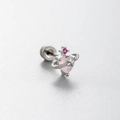 Pink heart planet stud earring in silver titanium steel with screw back closure - Pink Heart Planet Style (A171-1#)