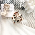 French vintage tortoiseshell acetate hair claw clip with minimalist square hollow design - Marble