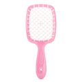 Professional pink hollow air cushion hairbrush with white bristles for hair styling - Single Pink & White Mixed Mesh Vented Brush