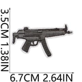 Detail view of MP5 submachine gun embroidered patch with black grey stitching and size markers - MP5 Submachine Gun (No. 17)