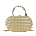 Elegant gold woven box bag for women with quilted texture and chain strap - Gold