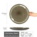 27cm Round ceramic dinner plate with vintage reactive glaze for steak and pasta - Chenxin Light Grey Large Plate 10.6 Inch