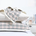 Breathable cotton pillow towel with classic black and red plaid pattern design - Regular/1 Piece / Cross Grid Cream