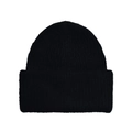 Classic solid black knit beanie hat for autumn and winter outdoor windproof warmth - One Size / Black