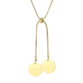Adjustable golden snake chain necklace with dual polished round pendants - Gold (KN202586-Z)