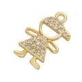 Detailed view of a gold girl pendant with micro-pave cubic zirconia for DIY jewelry - Gold Clear Zircon Boy
