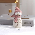 Bonhomme de neige en feutre fait main avec bonnet rose et écharpe, déco de Noël 13cm - Petit Bonhomme de Neige au Chapeau Rose