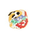 Broche en émail avec design de poisson koi yin yang, lotus et bords en alliage doré - Poisson Koi Yin Yang (Nuages et Vagues)