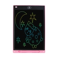 Pink 12-inch LCD writing tablet for children featuring colorful sheep and moon drawings - 12 Inch MKC Colorful Handwriting / Pink