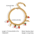 Dettaglio del bracciale con fragole in acciaio inossidabile placcato oro 18K con misure - Set Collana e Bracciale Fragola (YYB025079)