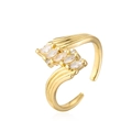 Detail of 18K gold plated ring with marquise zirconia in a bypass geometric design - Adjustable Open / Streamlined Intertwined Marquise Zircon Style (12573) / Gold