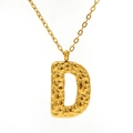 Collana con ciondolo lettera D in acciaio inossidabile dorato 18K con trama effetto lava - Lettera D
