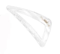 Minimalist triangular matte clear hair claw clip featuring a durable golden metal spring - Clear