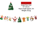 Banderole de Noël avec pendentifs en carton de Père Noël et bonhommes de neige - Collection d'Éléments de Noël (026) / 1 Pièce