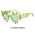 Gafas de sol futuristas con forma de onda en verde transparente y lentes a juego - Montura Verde Transparente Lentes Verdes