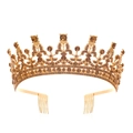 Elegante tiara da sposa dorata con cristalli champagne e struttura a corona circolare - Base oro champagne